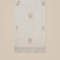 Brainchild Plaid med Designikoner - Sandfarvet/Rhvid