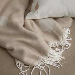 Brainchild Plaid med Designikoner - Sandfarvet/Rhvid