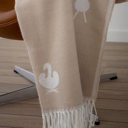 Brainchild Plaid med Designikoner - Sandfarvet/Rhvid