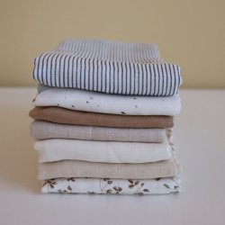 Cam Cam Copenhagen Muslin Cloth Stofble 3-Pak Bl� Striber/Praline/Creme Hvid