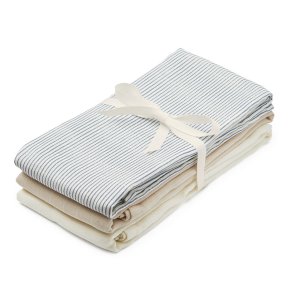 Cam Cam Copenhagen Muslin Cloth Stofble 3-Pak Bl� Striber/Praline/Creme Hvid