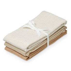 Cam Cam Copenhagen Muslin Cloth Stofble 3-Pak Brune Striber/Lysebrun/Camel