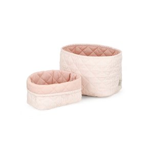 Cam Cam Copenhagen Quiltet Opbevaringskurv S�t af 2 Classic Stripes Rose