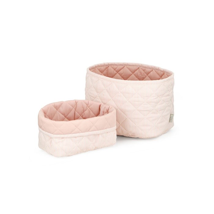 Cam Cam Copenhagen Quiltet Opbevaringskurv S�t af 2 Classic Stripes Rose