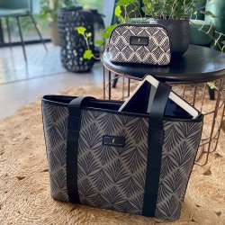 Coming Copenhagen Poppy 2 Pheonix Palm Toilettaske Hvid/Sort