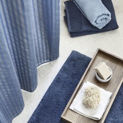 Compliments Lines Badeforh�ng 140x220cm m/ Ringe Deep Blue