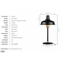 Eleanor Home Hobson Bordlampe - Sort/Guld Finish