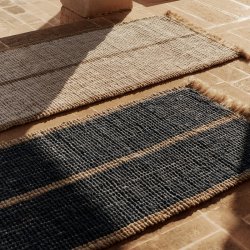 Ferm Living Athens Stripes Lber 80x200 cm Natural/Ink Blue