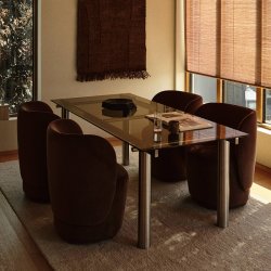 Ferm Living Atura Spisebord 200x90 cm Rustfrit St�l/Tinted Glass
