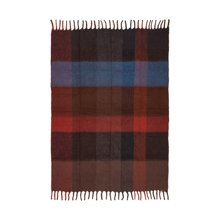 Ferm Living Blur Mohair Plaid Dark Chocolate/Oxide Red