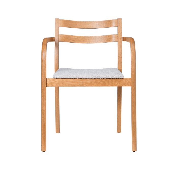 Ferm Living Boda Spisebordsstol m/ Arml�n Rugged Boucl� Natur Eg/Off-white