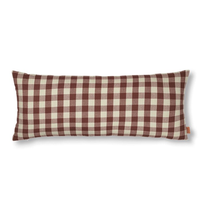 Ferm Living Bothy Check pude - 32x72 cm - Cinnamon/Grey Green