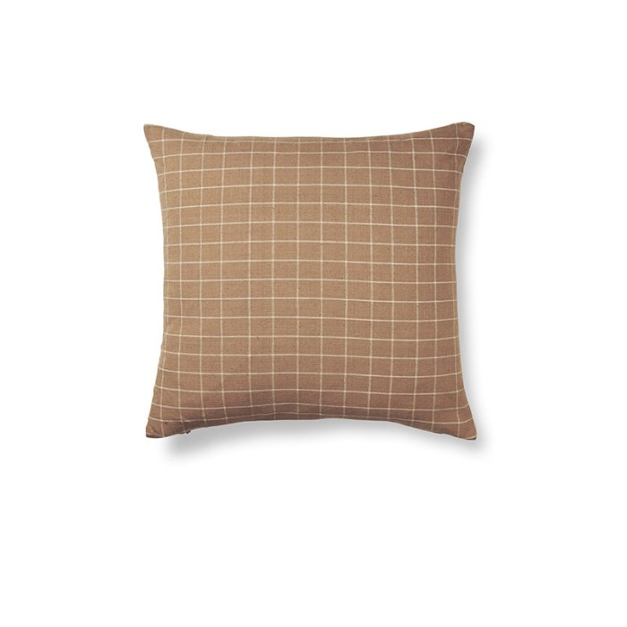 Ferm Living Brown Cotton Pude - Check - 50x50 cm