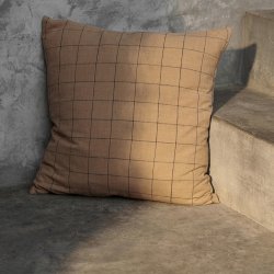 Ferm Living Brown Cotton Pude - Grid - 50x50 cm