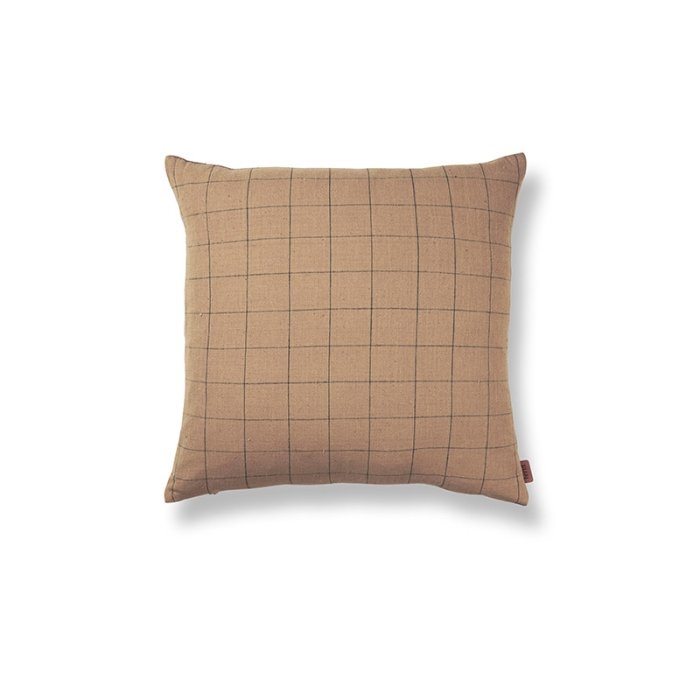 Ferm Living Brown Cotton Pude - Grid - 50x50 cm