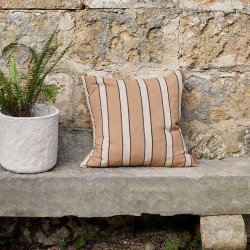 Ferm Living Brown Cotton Pude - Stripe - 50x50 cm