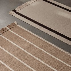 Ferm Living Calm Kelim Lber - 80x200 cm - Dark Sand/Off-white