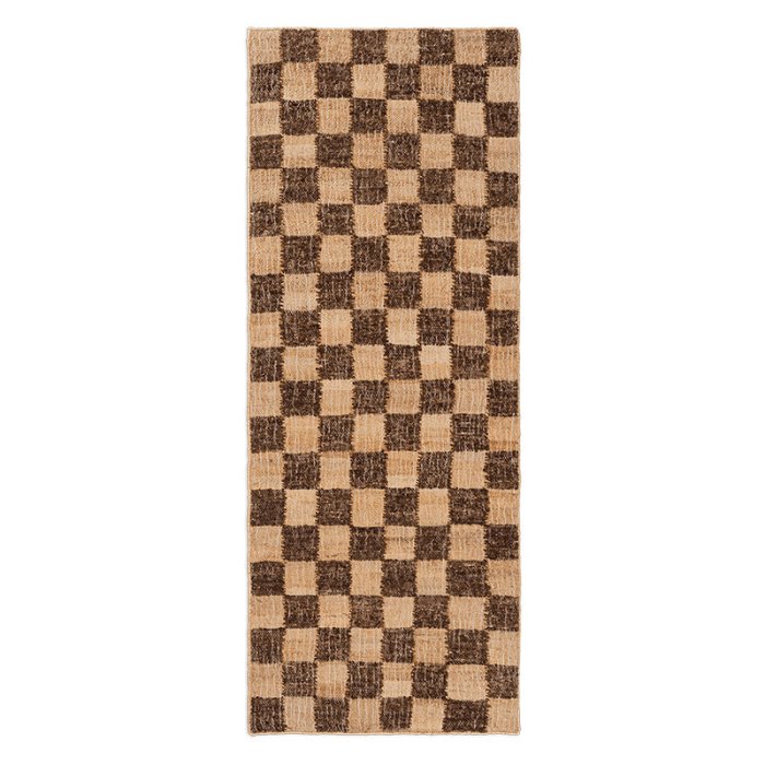 Ferm Living Check Uld/Jute Lber - 70x180 cm - Coffee/Natural