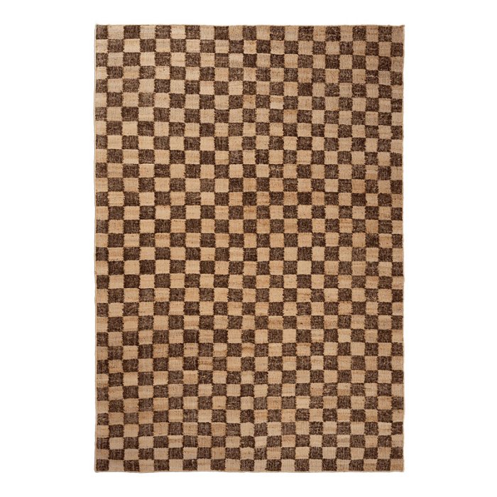 Ferm Living Check Uld/Jute Tppe - 200 x 300 - Coffee/Natural