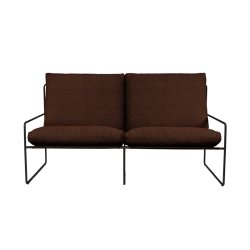 Ferm Living Desert 2-seater Pure Boucl� Sort/Chestnut