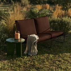 Ferm Living Desert 2-seater Pure Boucl� Sort/Chestnut