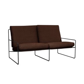 Ferm Living Desert 2-seater Pure Boucl� Sort/Chestnut
