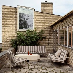 Ferm Living Desert 3-Seater Stripe Cashmere/Chocolate