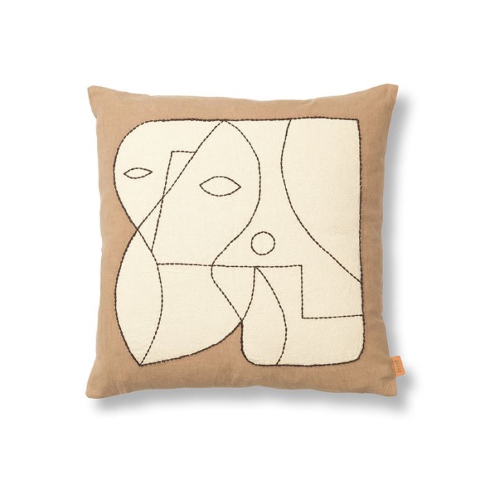 Ferm Living Figure Pude Dark Taupe/Off-White