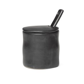 Ferm Living Flow Krukke m/ L�g & Ske Sort