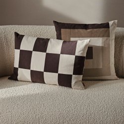 Ferm Living Fold Patchwork Pude - 40x60 cm - Coffee/Undyed