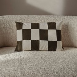 Ferm Living Fold Patchwork Pude - 60x40 cm - Dark Olive /Undyed