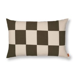 Ferm Living Fold Patchwork Pude - 60x40 cm - Dark Olive /Undyed