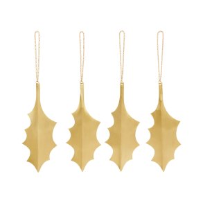 Ferm Living Holly Leaf Ornamenter 4 stk. Messing