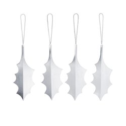 Ferm Living Holly Leaf Ornamenter 4 stk S�lvfinish