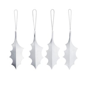 Ferm Living Holly Leaf Ornamenter 4 stk S�lvfinish