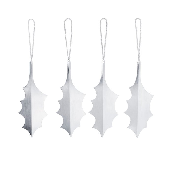 Ferm Living Holly Leaf Ornamenter 4 stk S�lvfinish
