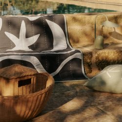 Ferm Living Kove Applique Quiltet Tppe Charcoal/Elm Green