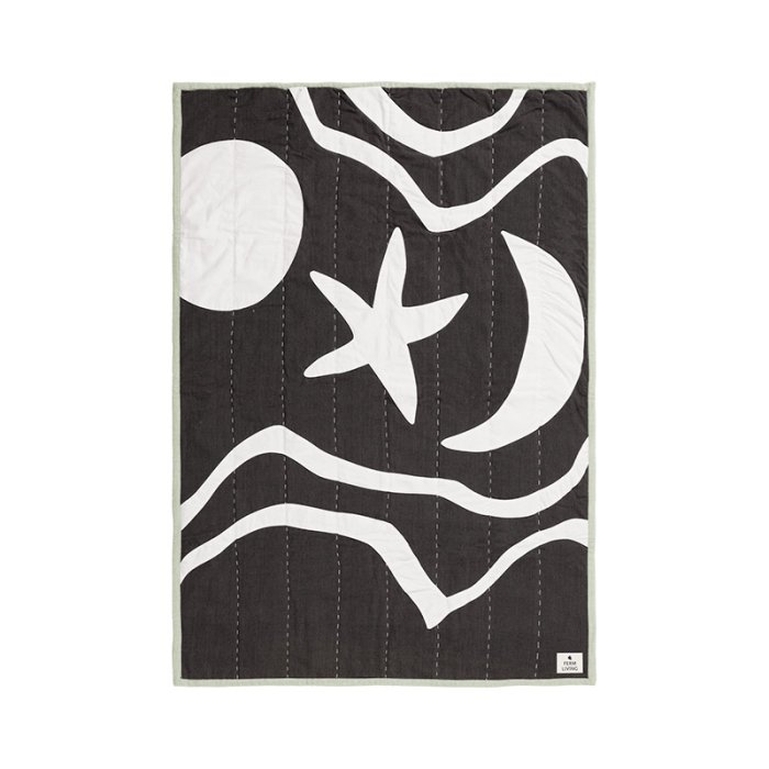 Ferm Living Kove Applique Quiltet Tppe Charcoal/Elm Green