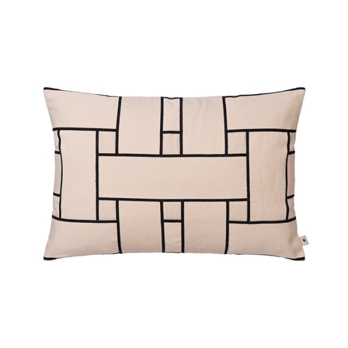 Ferm Living Lattice Offset Pude 60x40cm Off-white/Sort