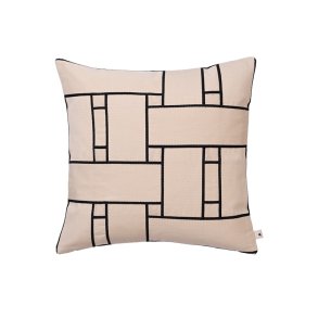 Ferm Living Lattice Offset Pude 50x50cm Off-white/Sort