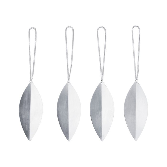 Ferm Living Leaf Ornamenter 4 stk S�lvfinish