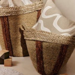 Ferm Living Mar Woven Baskets Kurvest med 2 stk Natural/Red Brown