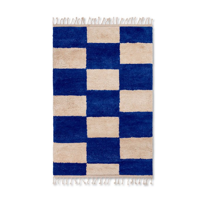 Ferm Living Mara Knotted Rug Tppe - Large - Bright Blue/Off-White