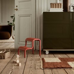 Ferm Living Mara Knotted Rug Tppe - Small - Dark Brick/Off-White