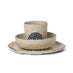 Ferm Living Naive Ceramic Set Deep Blue