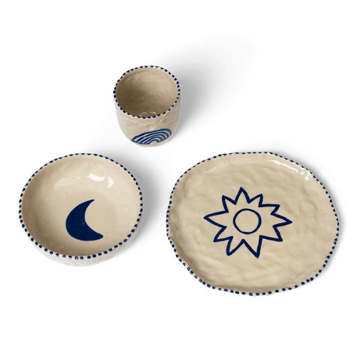 Ferm Living Naive Ceramic Set Deep Blue