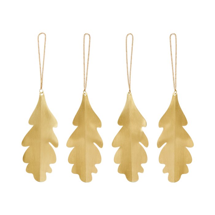 Ferm Living Oak Leaf Ornamenter 4 stk. Messing