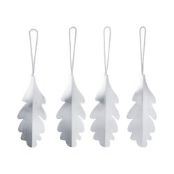 Ferm Living Oak Leaf Ornamenter 4stk S�lvfinish