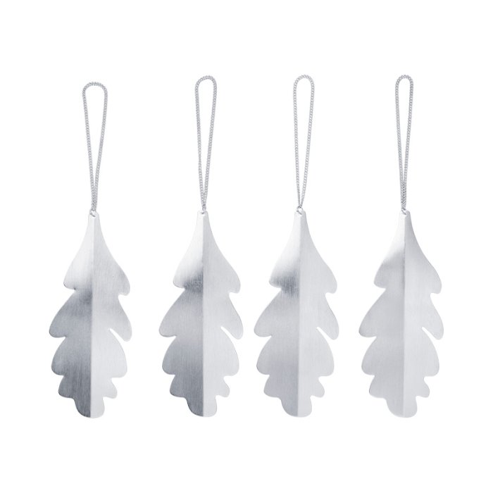Ferm Living Oak Leaf Ornamenter 4stk S�lvfinish