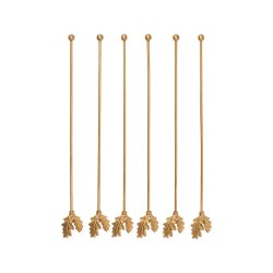 Ferm Living Oak Leaf R�repinde Lange 6stk Messing
